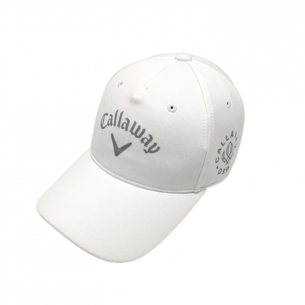 【美品】キャロウェイ キャップ 白×シルバー系 ロゴプリント  FR   ゴルフウェア Callaway