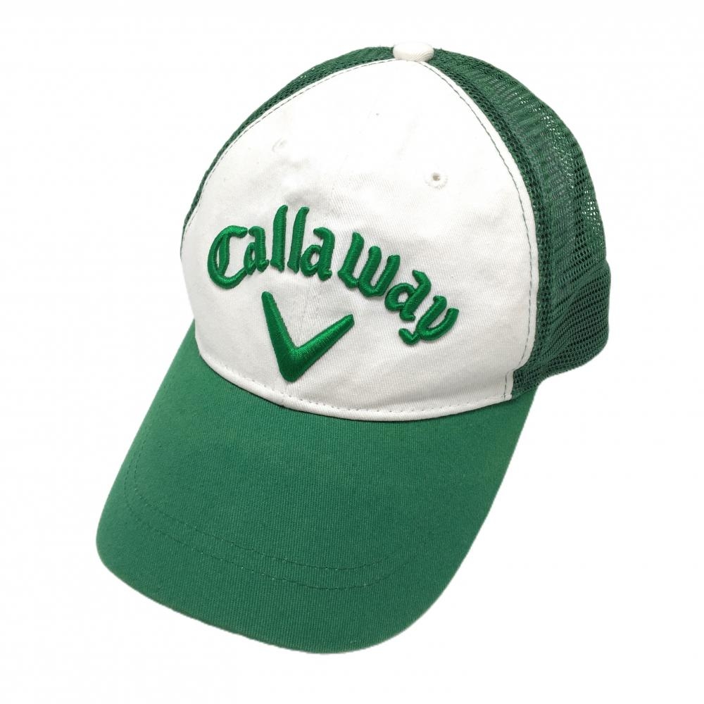 キャロウェイ メッシュキャップ グリーン×白 立体ロゴ刺しゅう FR   ゴルフウェア Callaway
