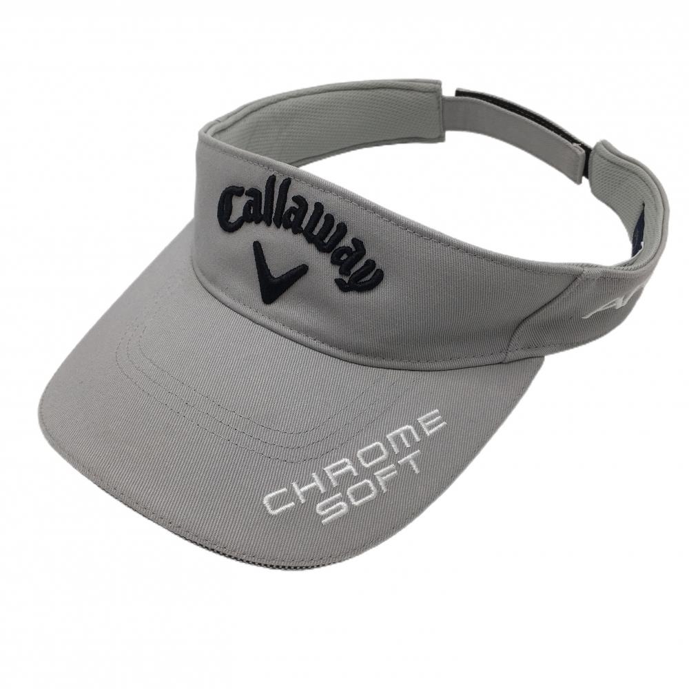 【超美品】キャロウェイ サンバイザー ライトグレー×黒 CHROME SOFT コットン100％ FR ゴルフウェア Callaway