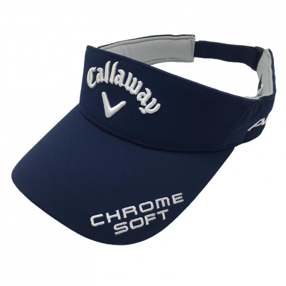 【超美品】キャロウェイ サンバイザー ネイビー×白 CHROME SOFT オデッセイ FR ゴルフウェア Callaway