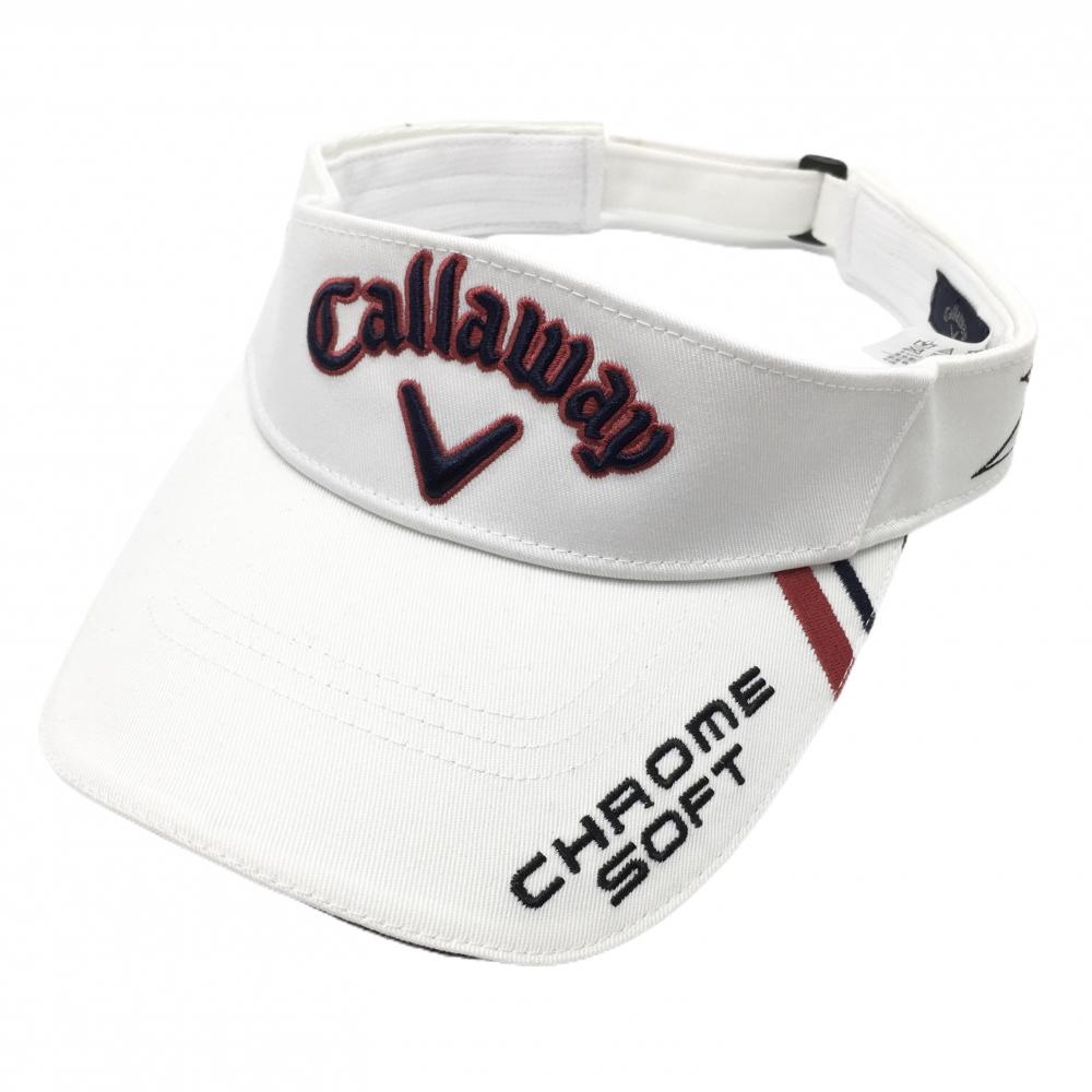 キャロウェイ サンバイザー 白×ネイビー×レッド CHROME SOFT FR  ゴルフウェア Callaway