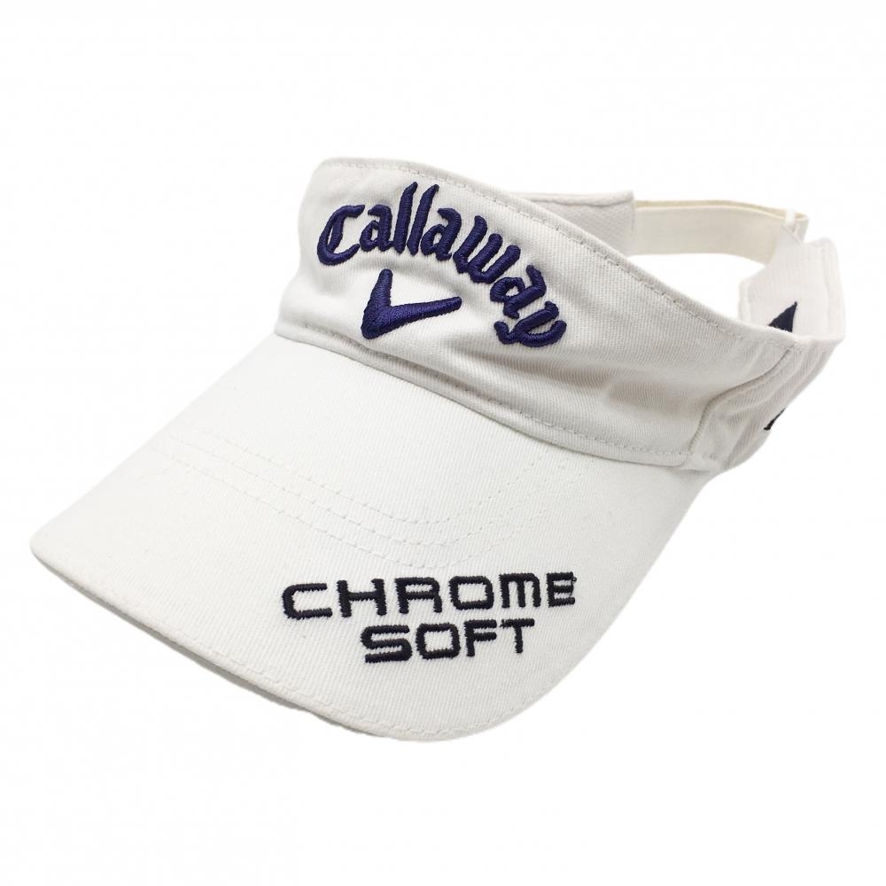 キャロウェイ サンバイザー 白×ネイビー 立体ロゴ刺しゅう FR  ゴルフウェア Callaway