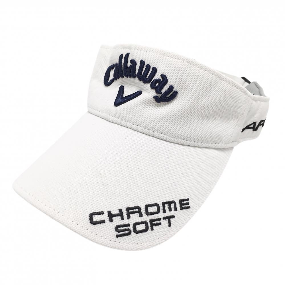 キャロウェイ サンバイザー 白×ネイビー 立体ロゴ刺しゅう  FR  ゴルフウェア Callaway