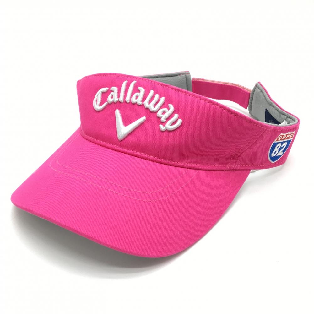 【新品】キャロウェイ サンバイザー ピンク×白 立体ロゴ刺しゅう FR  ゴルフウェア Callaway