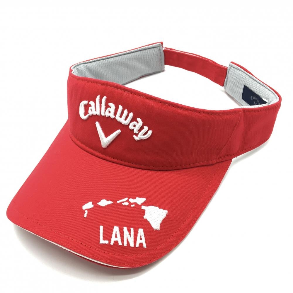 キャロウェイ サンバイザー レッド×白 立体ロゴ刺しゅう LANA FR  ゴルフウェア Callaway