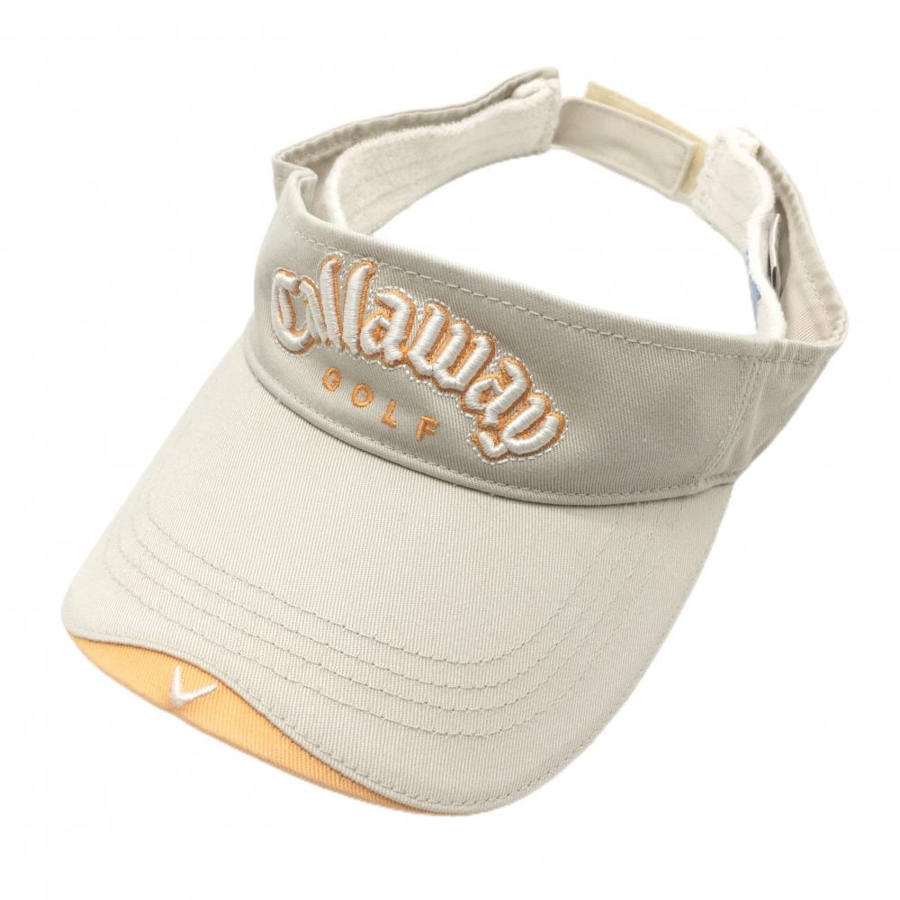 キャロウェイ サンバイザー ベージュ×オレンジ ロゴ刺しゅう フリー  ゴルフウェア Callaway
