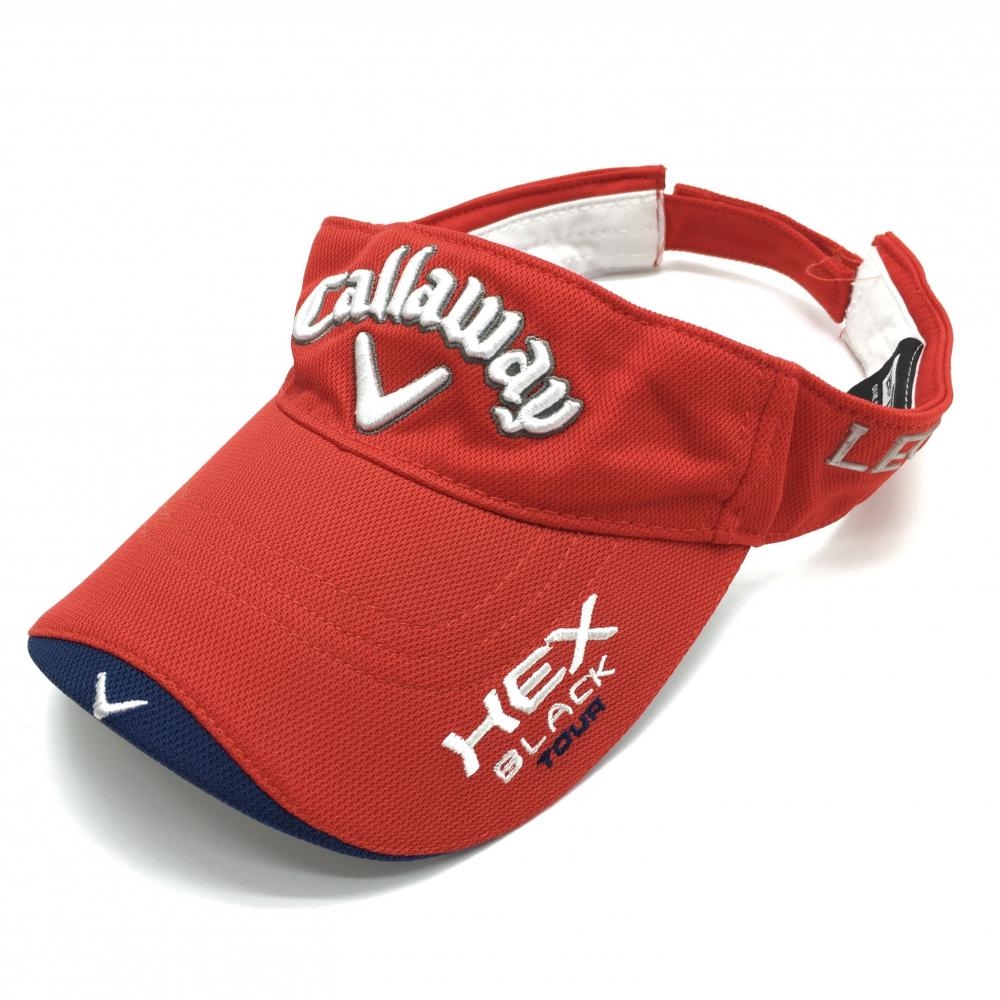 キャロウェイ サンバイザー レッド×ネイビー LEGACY 立体ロゴ  ONE SIZE  ゴルフウェア Callaway