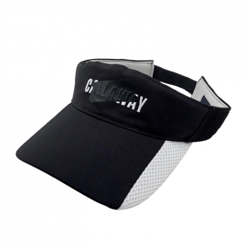 【美品】キャロウェイ サンバイザー 黒×白 ロゴ サイドメッシュ調 FR   ゴルフウェア Callaway