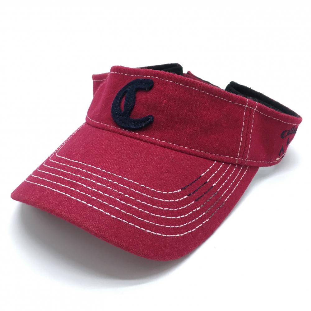 キャロウェイ サンバイザー ボルドー系×ネイビー ウール混 フロントロゴ  FR   ゴルフウェア Callaway