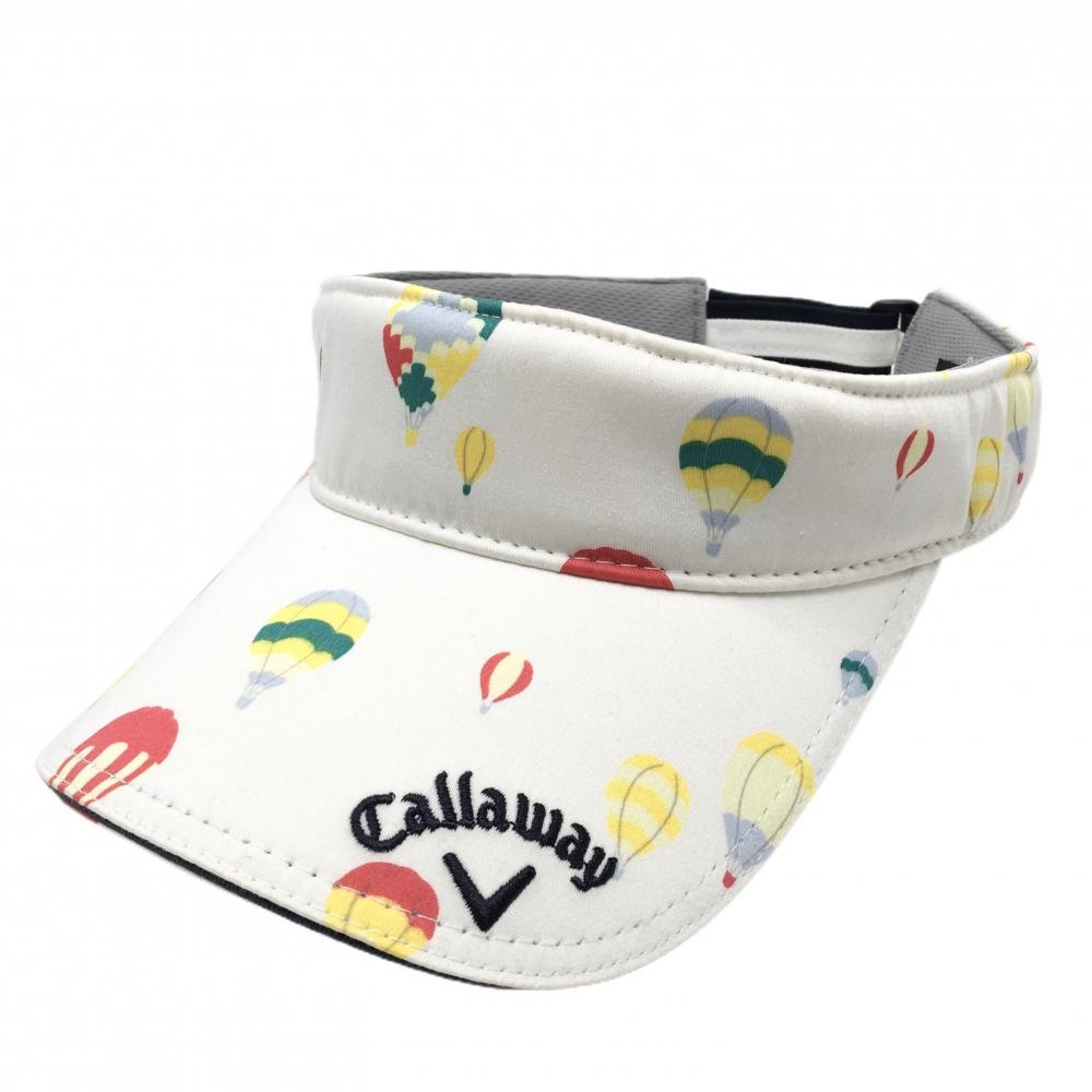 キャロウェイ サンバイザー 白×マルチカラー 気球柄 ロゴ刺しゅう FR   ゴルフウェア Callaway