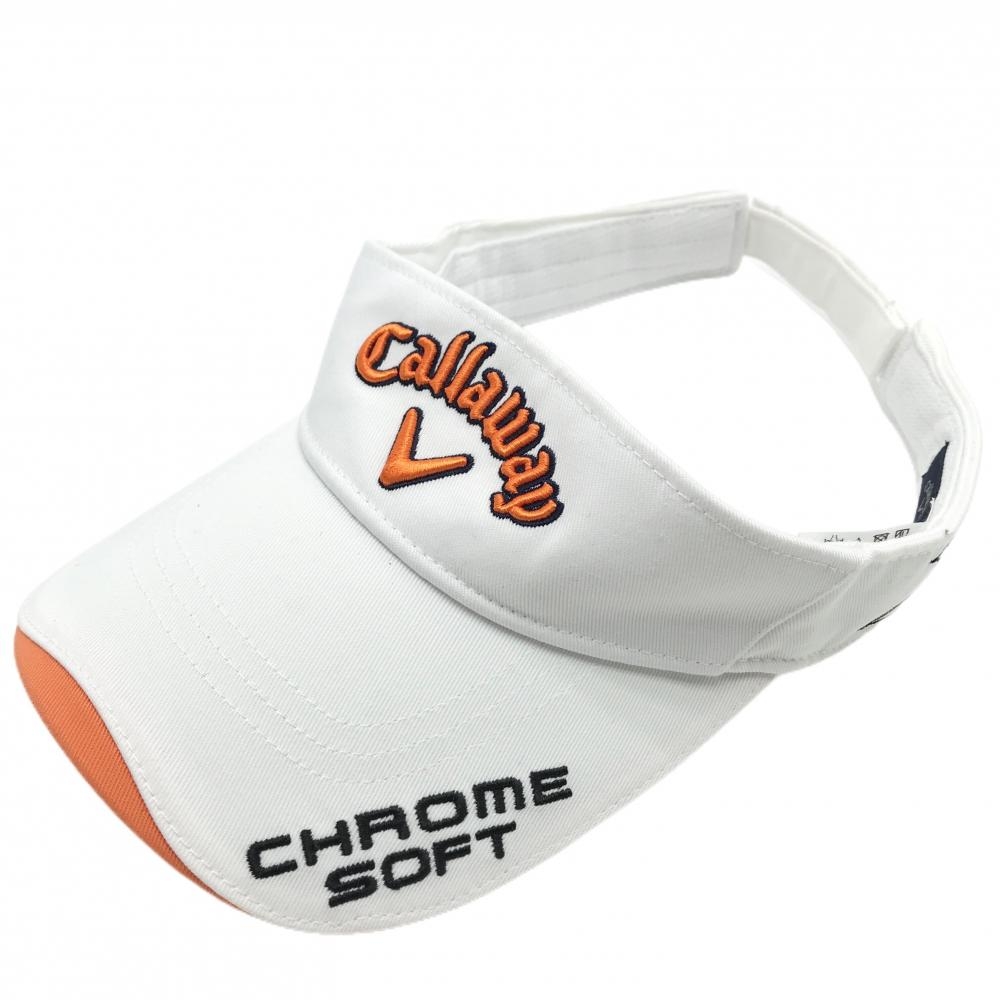 キャロウェイ サンバイザー 白×オレンジ 立体ロゴ刺しゅう  FR   ゴルフウェア Callaway