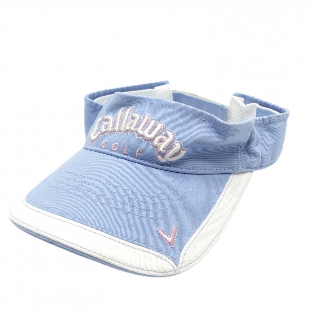 キャロウェイ サンバイザー ライトブルー×白 立体ロゴ フリー   ゴルフウェア Callaway