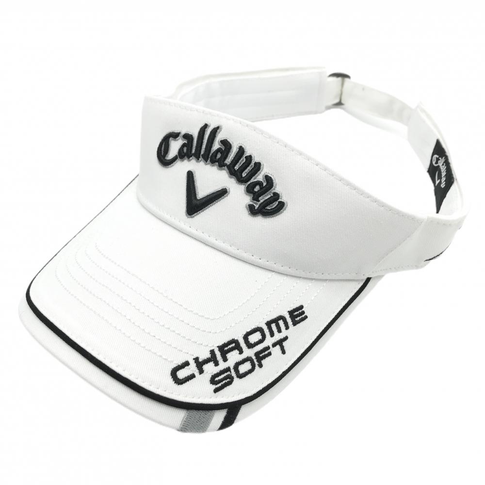 【超美品】キャロウェイ サンバイザー 白×黒 ODYSSEY アップル刺しゅう   ゴルフウェア Callaway