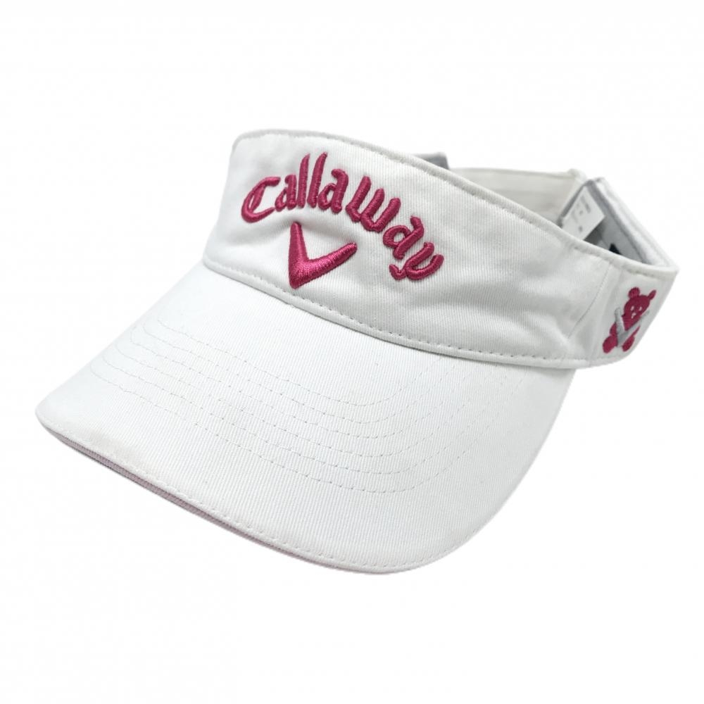 キャロウェイ サンバイザー 白×ピンク 立体ロゴ  FR   ゴルフウェア Callaway