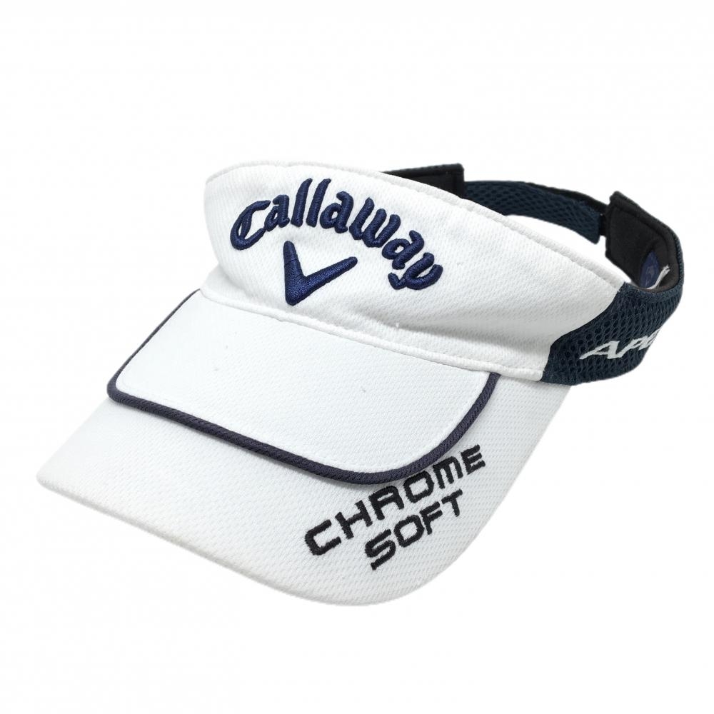 キャロウェイ サンバイザー 白×ネイビー ロゴ刺しゅう FR   ゴルフウェア Callaway