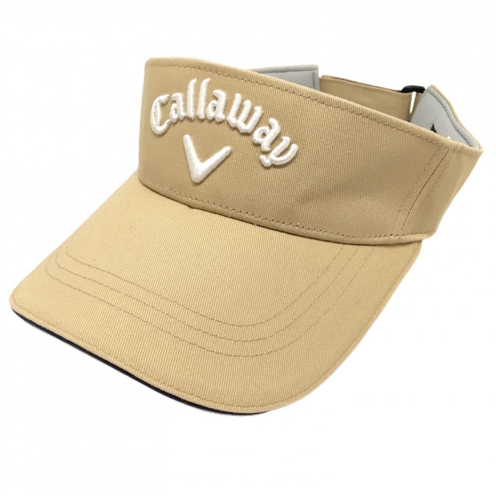 キャロウェイ サンバイザー ベージュ×白 立体ロゴ FR   ゴルフウェア 2025年モデル Callaway