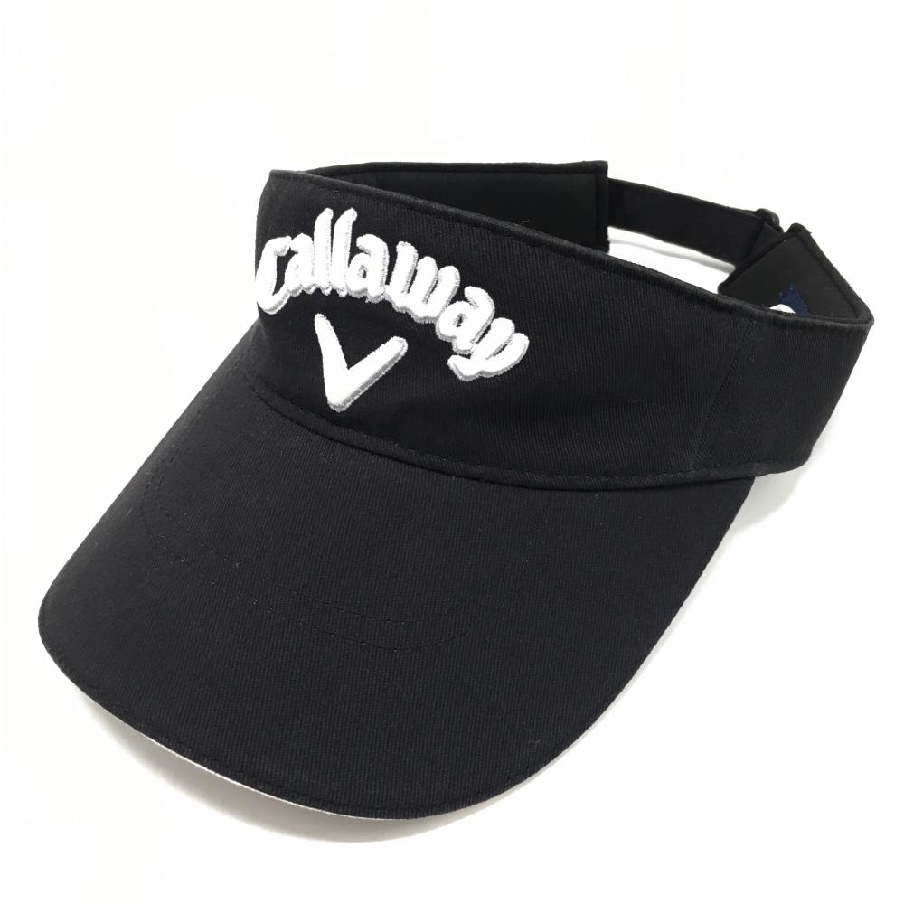 キャロウェイ サンバイザー 黒×白 立体ロゴ刺しゅう  FR   ゴルフウェア Callaway