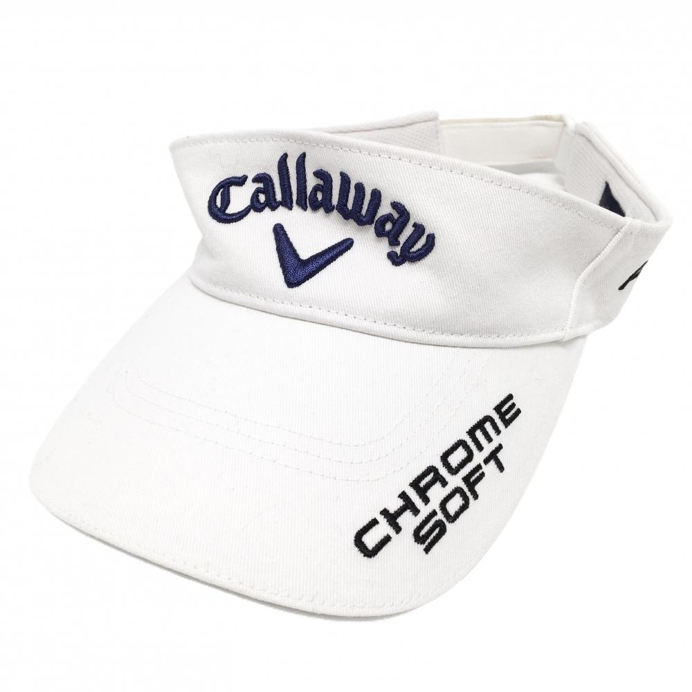 キャロウェイ サンバイザー 白×ネイビー 立体ロゴ刺しゅう FR   ゴルフウェア Callaway