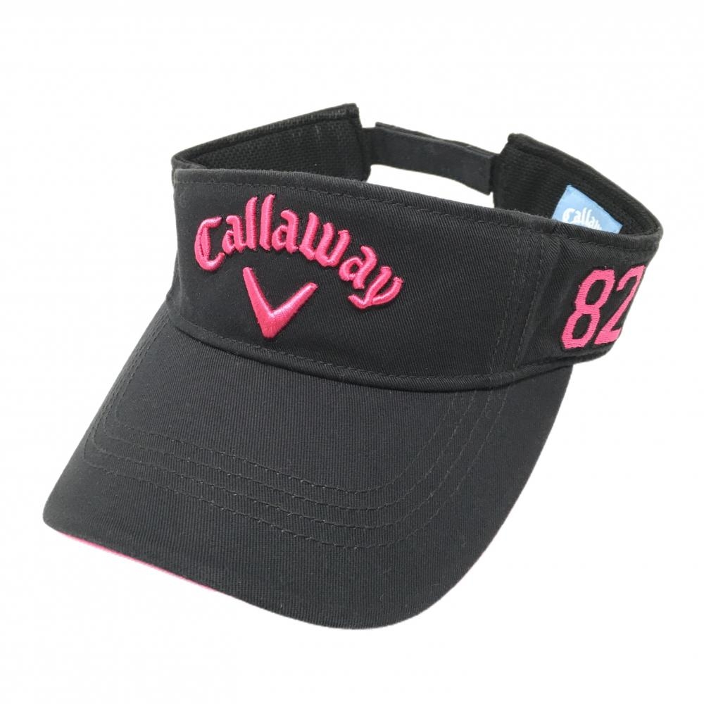 キャロウェイ サンバイザー 黒×ピンク 立体ロゴ刺しゅう   ゴルフウェア Callaway