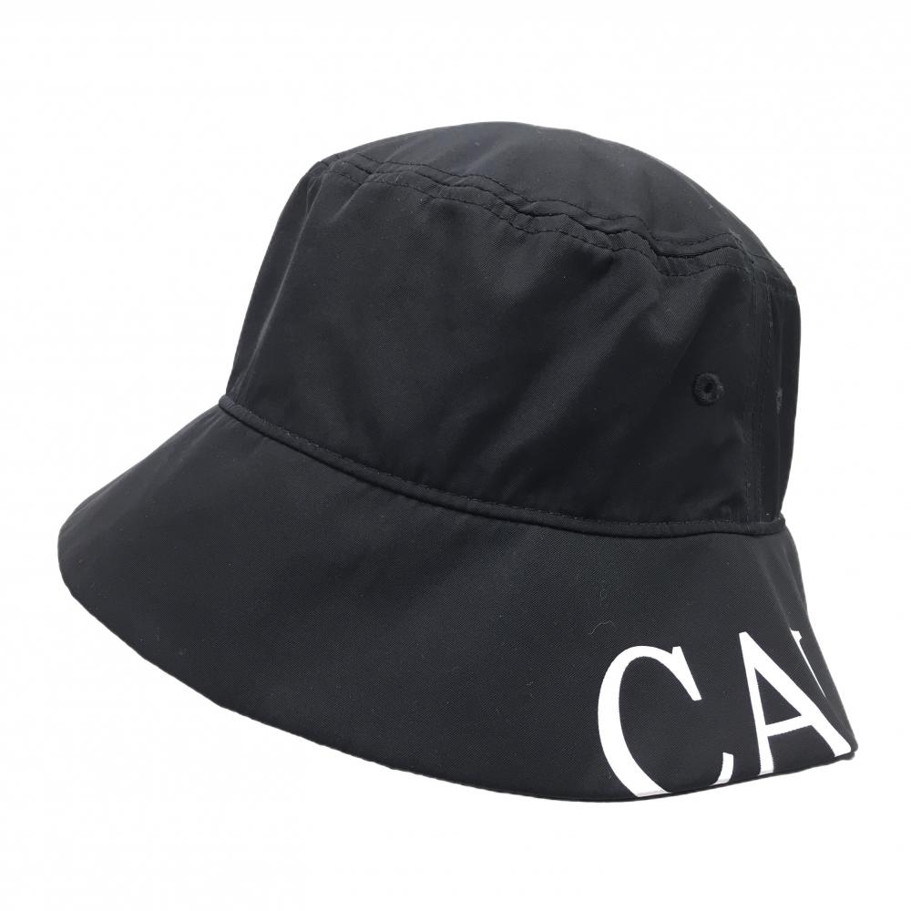 【美品】キャロウェイ バケットハット 黒×白 ロゴプリント FR  ゴルフウェア 2023年モデル Callaway