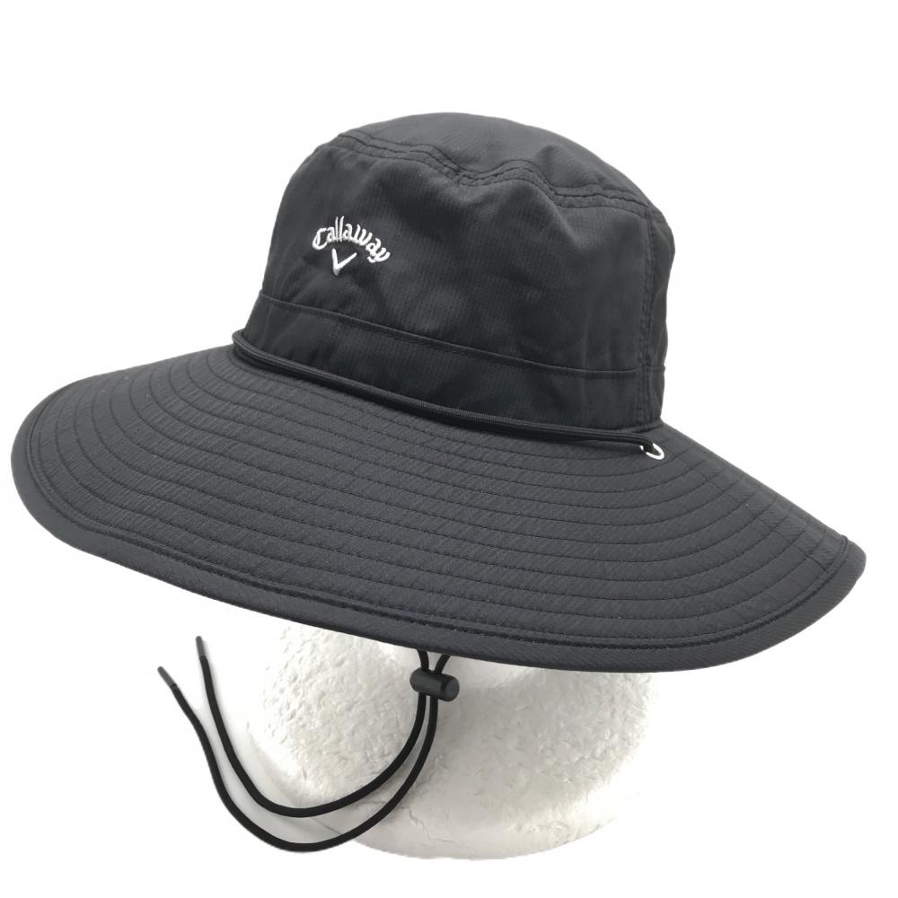 【美品】キャロウェイ ハット 黒 ロゴグレー 内側一部メッシュ つばしわ少 FR   ゴルフウェア 2024年モデル Callaway