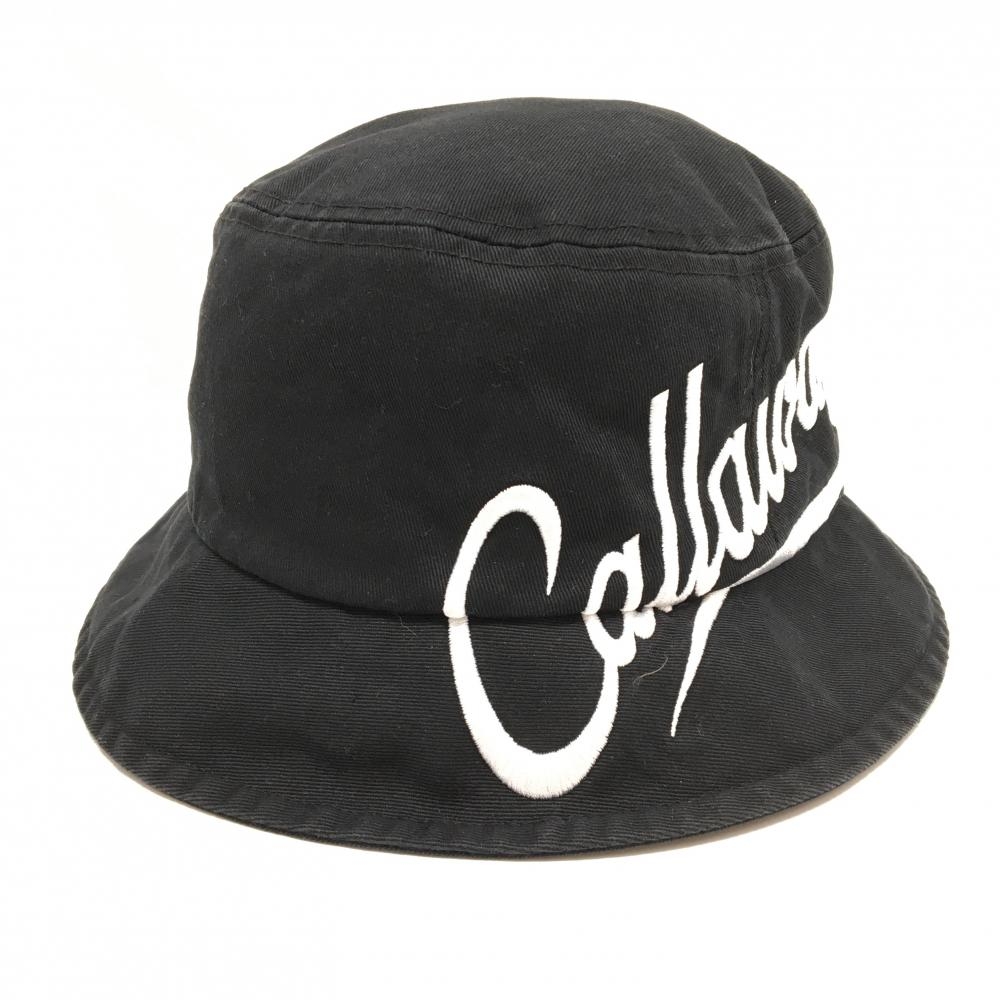 キャロウェイ バケットハット 黒×白 ビッグロゴ刺しゅう FR   ゴルフウェア Callaway