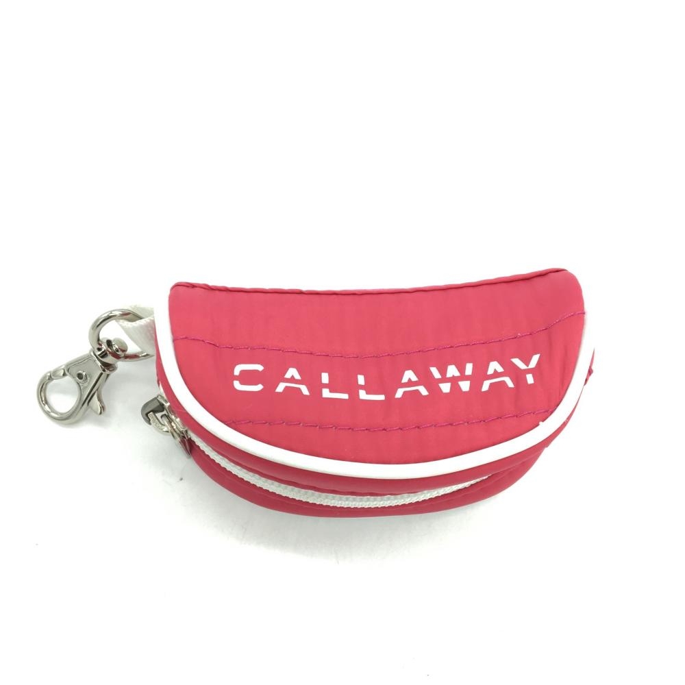 【未使用品】Callaway キャロウェイ ボールケース ピンク×白 ボールポーチ ゴルフ