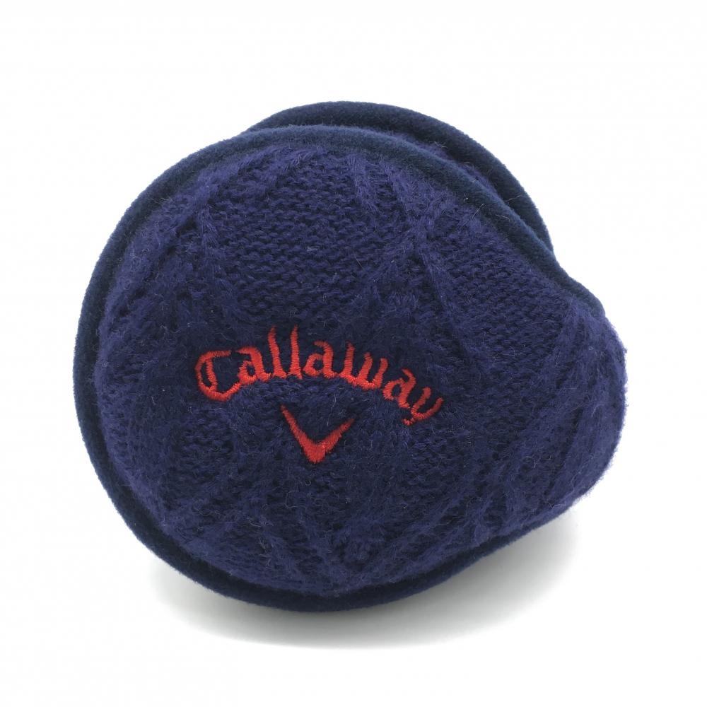 【超美品】キャロウェイ ニットイヤーマフ 耳当て ネイビー 裏ファーゴルフ Callaway