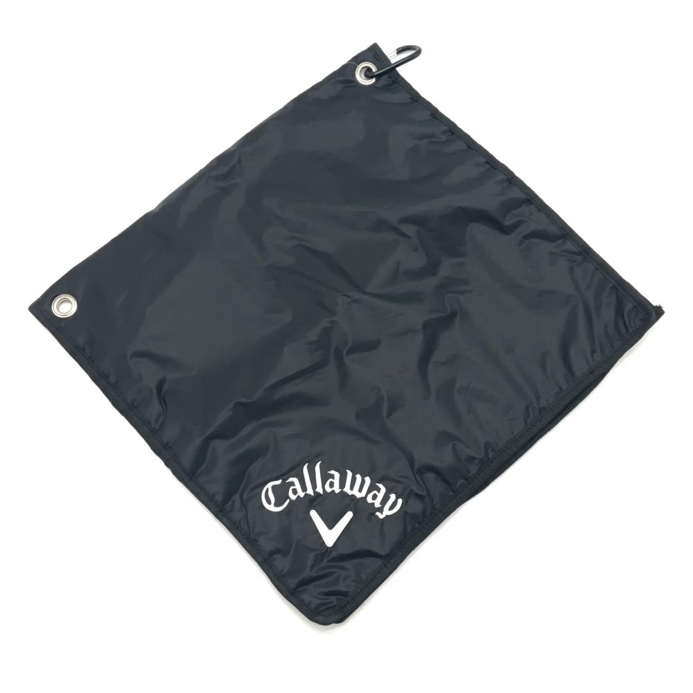【超美品】キャロウェイ レインカバー 黒 カラビナ付 レインフードタオル ゴルフ Callaway