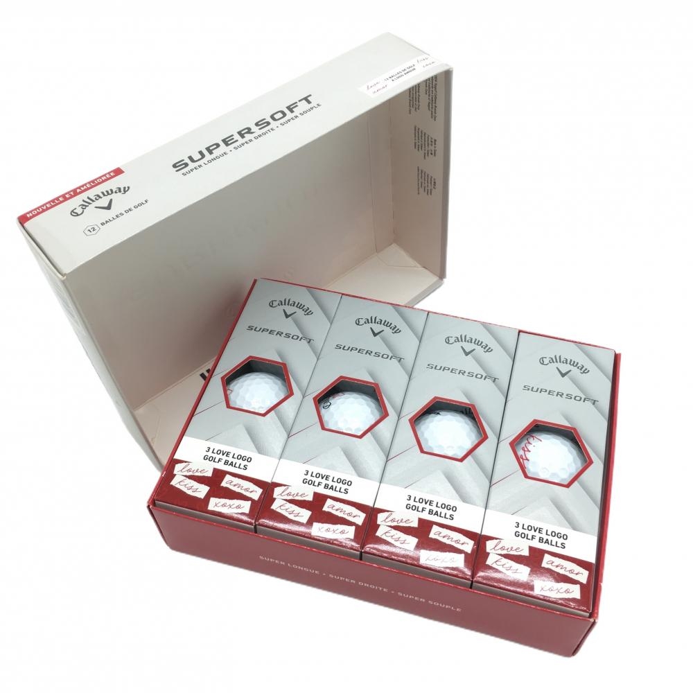 【新品】キャロウェイ ゴルフボール 白×レッド スーパーソフト 12LOVE LOGO 1ダース 12球 ゴルフ Callaway