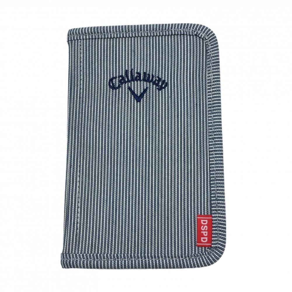 キャロウェイ スコアカードホルダー グレー×白 ストライプ ロゴ刺しゅう ゴルフ Callaway