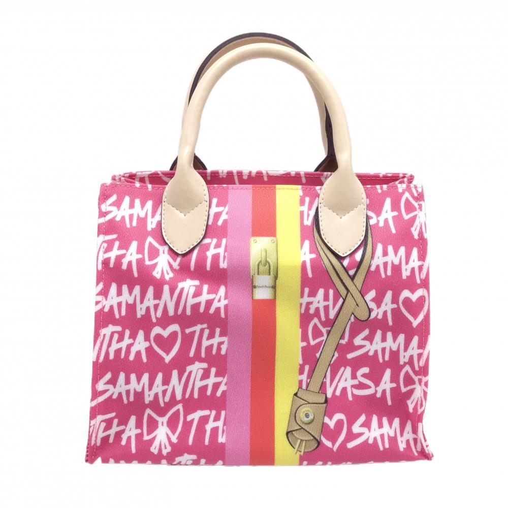 【新品】サマンサタバサ カートバッグ ピンク×白 ロゴ総柄 ゴルフ Samantha Thavasa