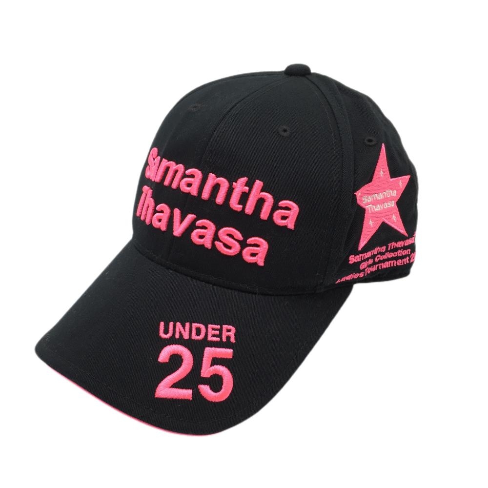 サマンサタバサ UNDER25 キャップ 黒×ピンク 立体ロゴ刺しゅう  F ゴルフウェア Samantha Thavasa