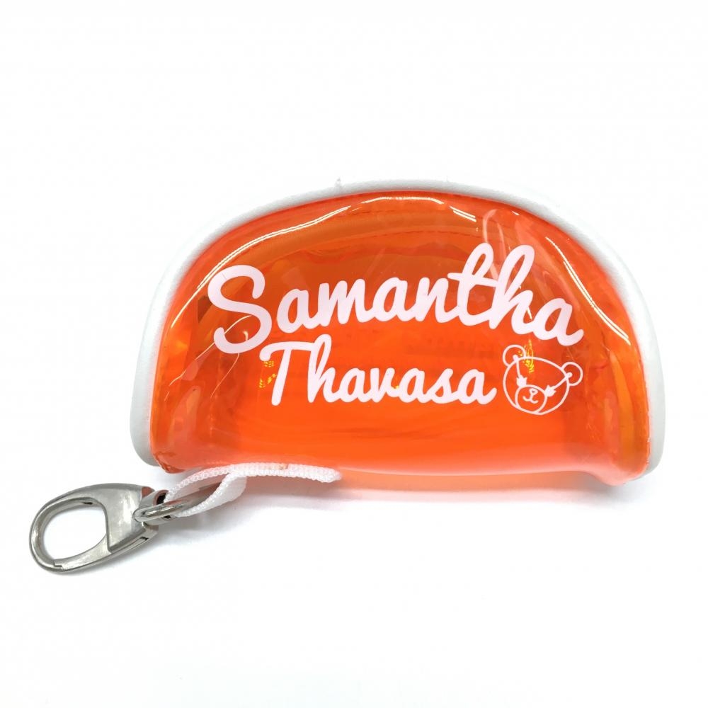 【美品】サマンサタバサ ボールケース オレンジ×白 クリア ロゴ  ゴルフ Samantha Thavasa