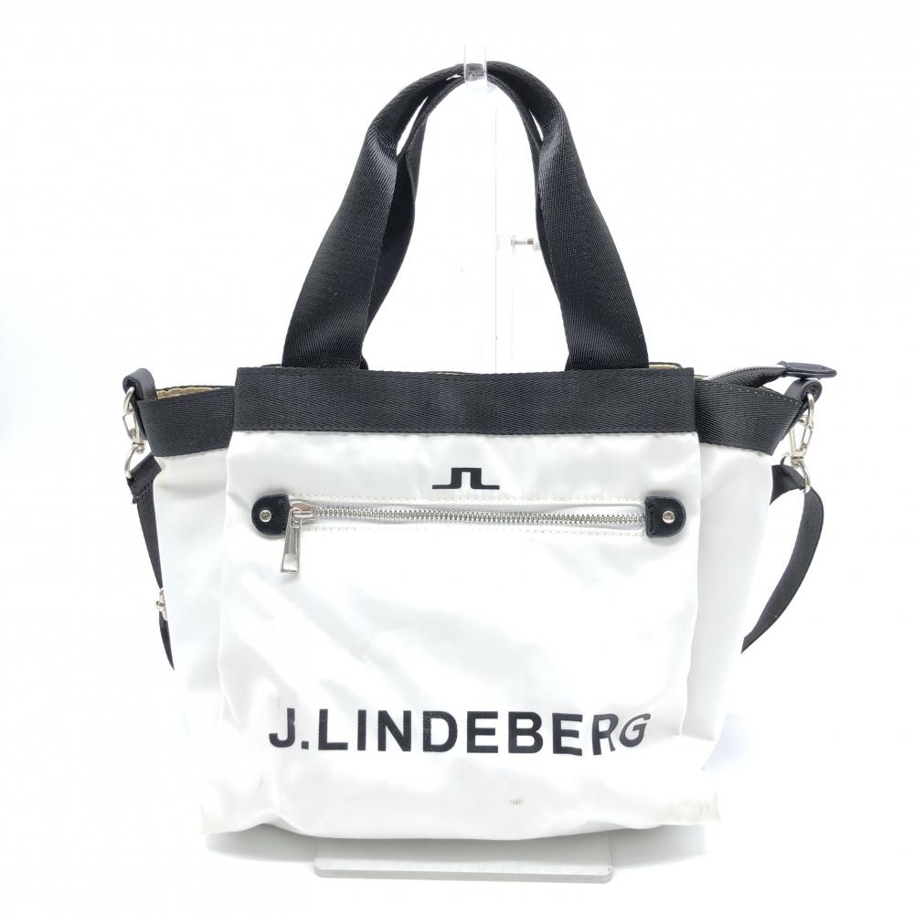 ジェイリンドバーグ 2WAYカートバッグ 白×黒 内外ポケット ショルダーバッグゴルフ J．LINDEBERG