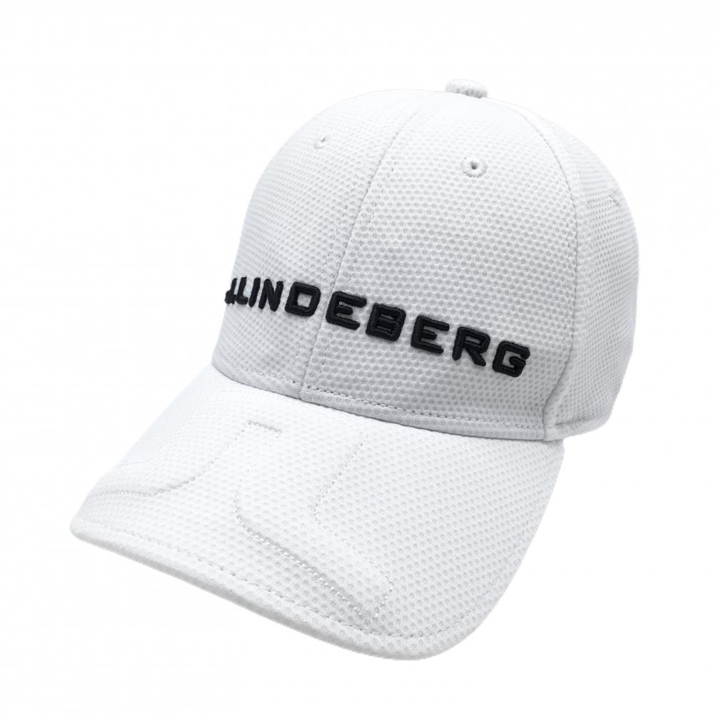 【美品】ジェイリンドバーグ キャップ 白×黒 立体ロゴ メッシュ調 ONE SIZE   ゴルフウェア J．LINDEBERG