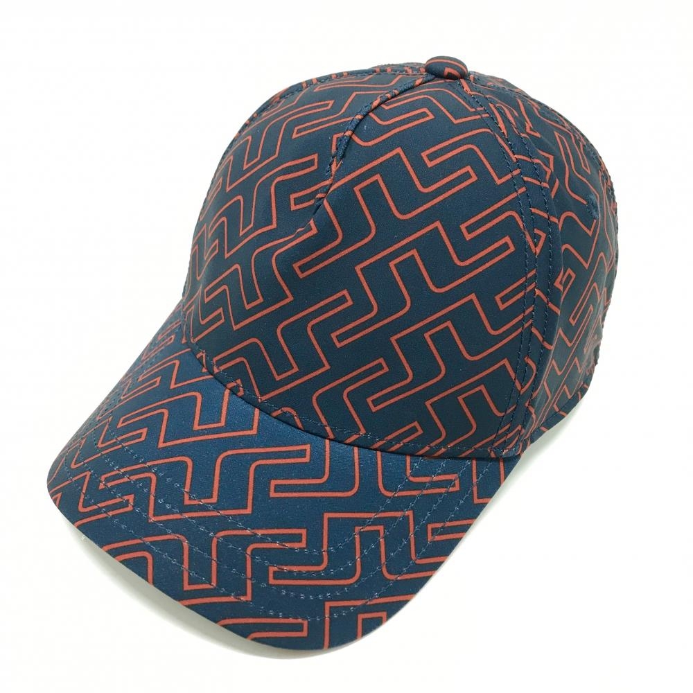 【美品】ジェイリンドバーグ キャップ ネイビー×レッド ロゴ総柄 ONE SIZE   ゴルフウェア J．LINDEBERG