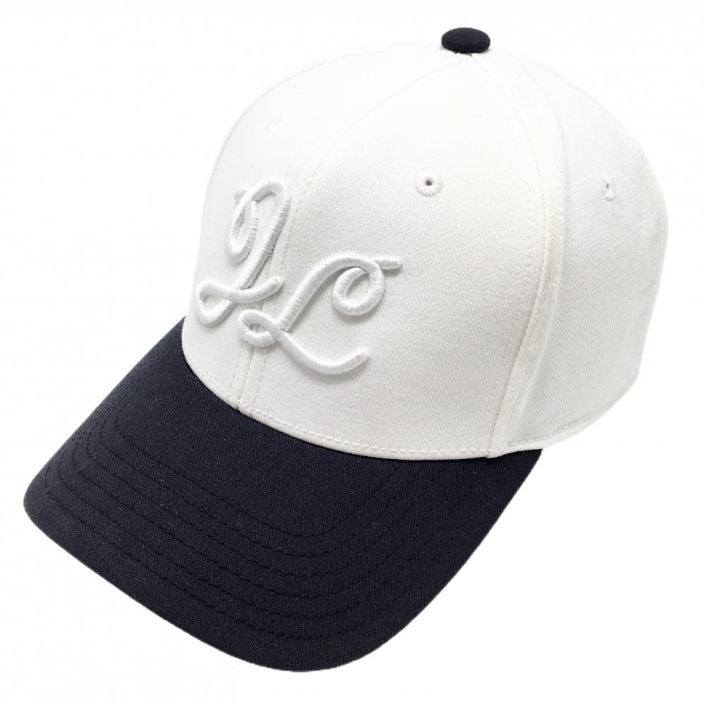ジェイリンドバーグ キャップ 白×ダークネイビー 立体刺しゅう  ONE SIZE   ゴルフウェア J．LINDEBERG