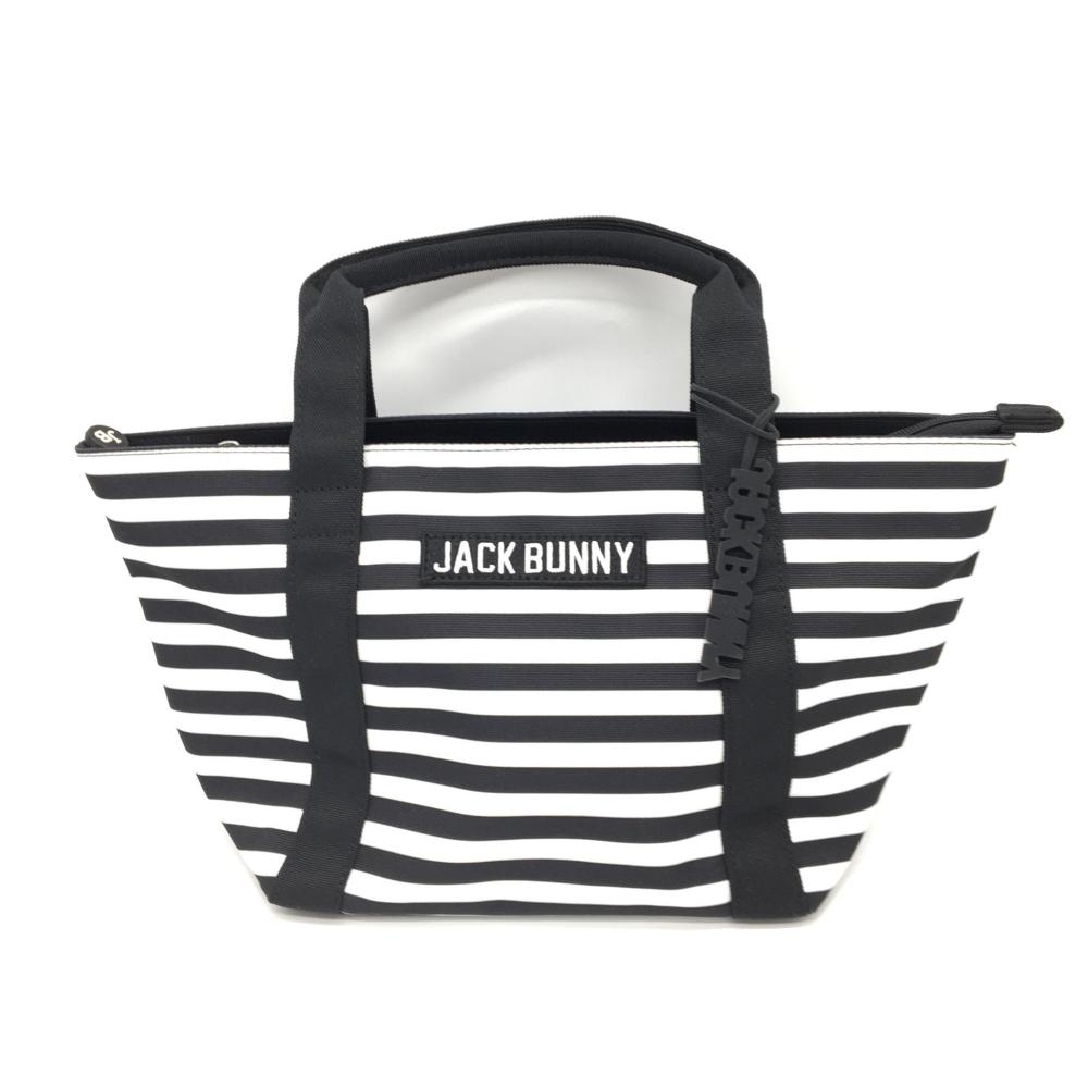 【超美品】Jack Bunny ジャックバニー カートバッグ 黒×白 ボーダー 内側ポケット ゴルフ