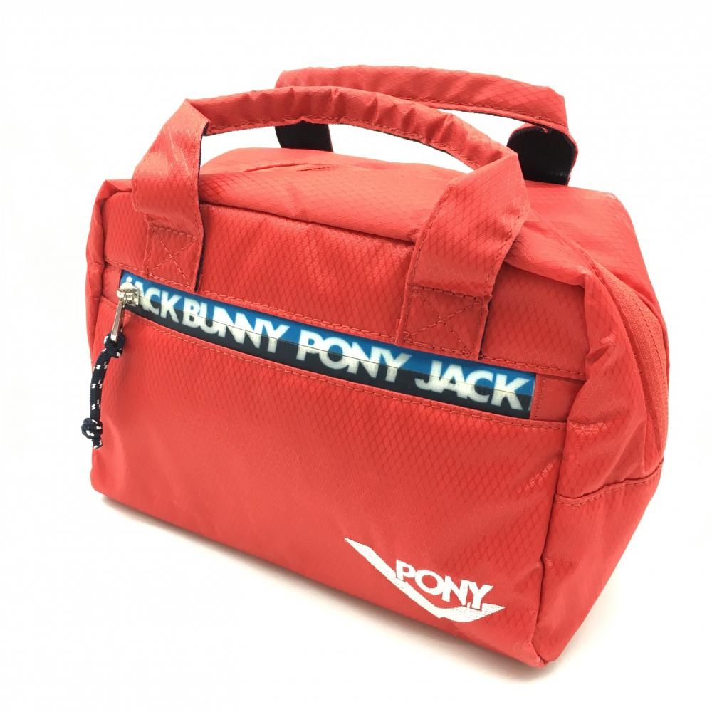 【美品】ジャックバニー カートバッグ レッド ダイヤ織生地 内外ポケット PONYゴルフ Jack Bunny