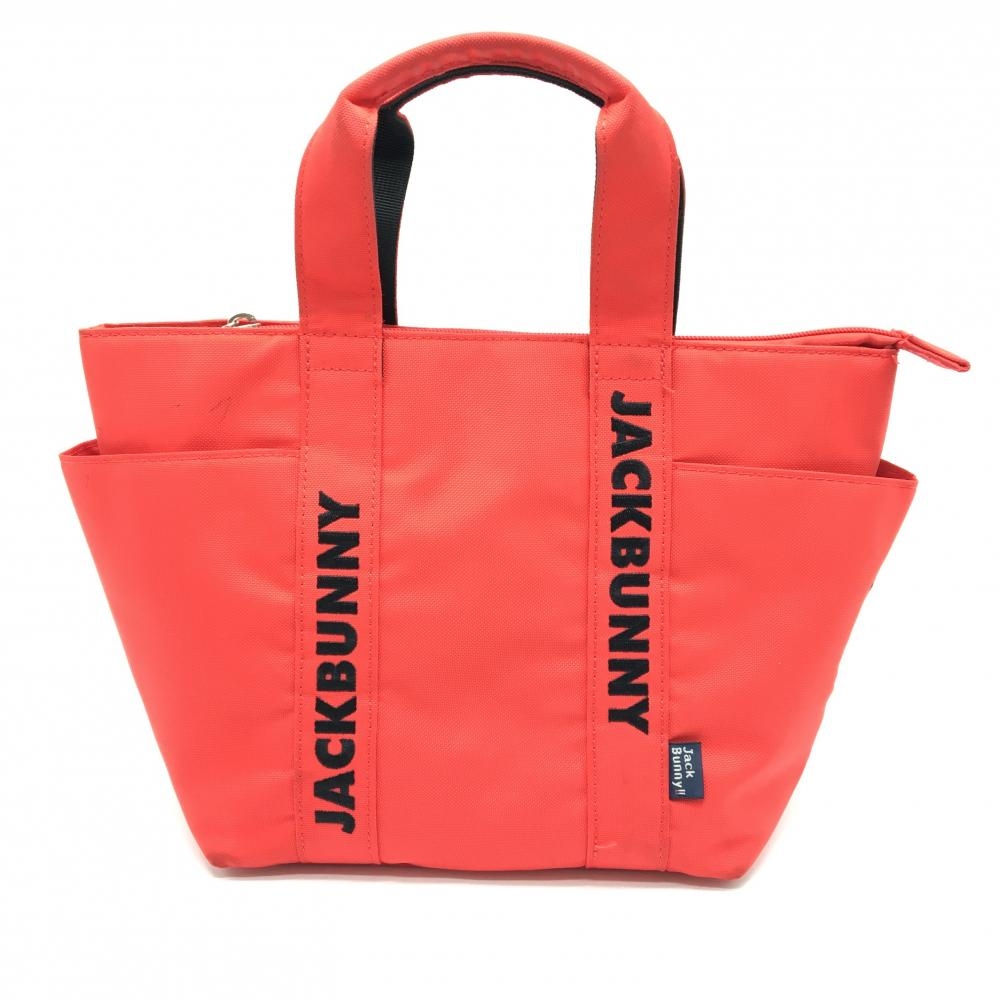 ジャックバニー カートバッグ レッド×黒 ロゴ刺しゅう 内外ポケットゴルフ Jack Bunny