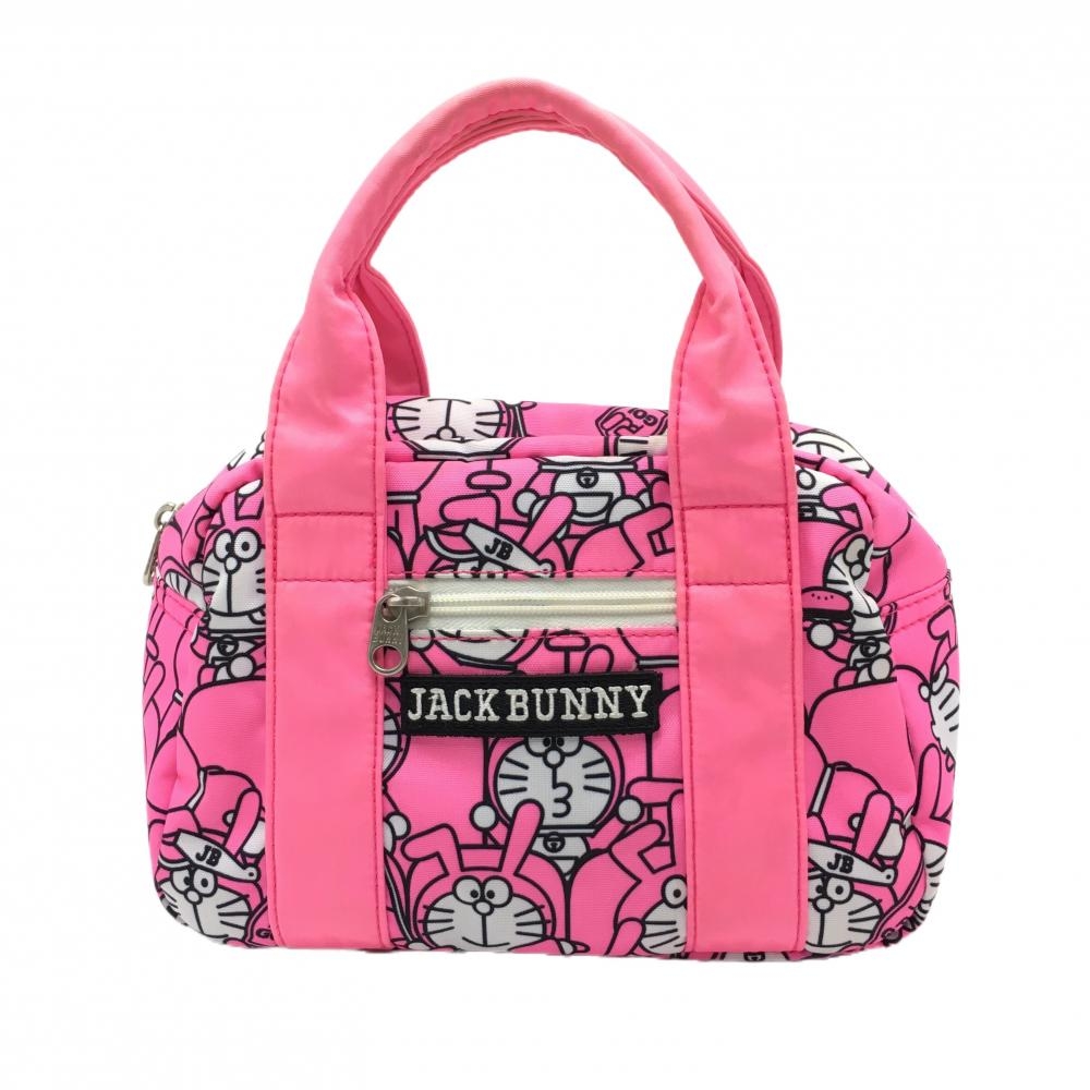 ジャックバニー×ドラえもん カートバッグ ピンク×白 うさ耳ドラえもん総柄 内外ポケット ゴルフ Jack Bunny