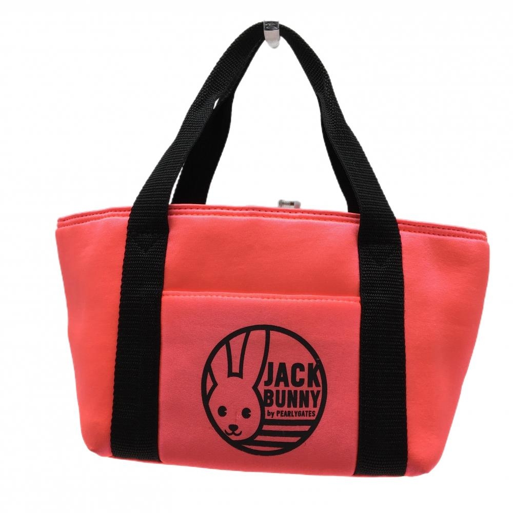 【美品】ジャックバニー 保冷カートバッグ 蛍光ピンク×黒 ロゴプリント  ゴルフ Jack Bunny