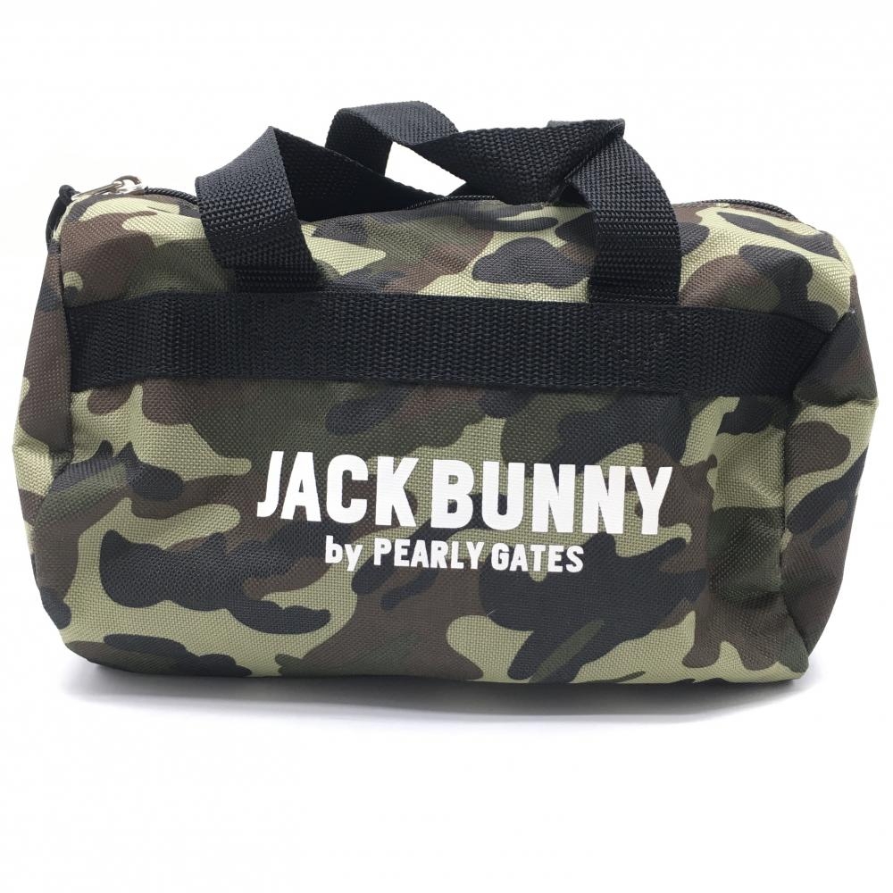 【美品】ジャックバニー カートバッグ ライトグリーン×ブラウン系×黒 カモフラ 迷彩 ロゴプリント 内側ポケット ゴルフ Jack Bunny