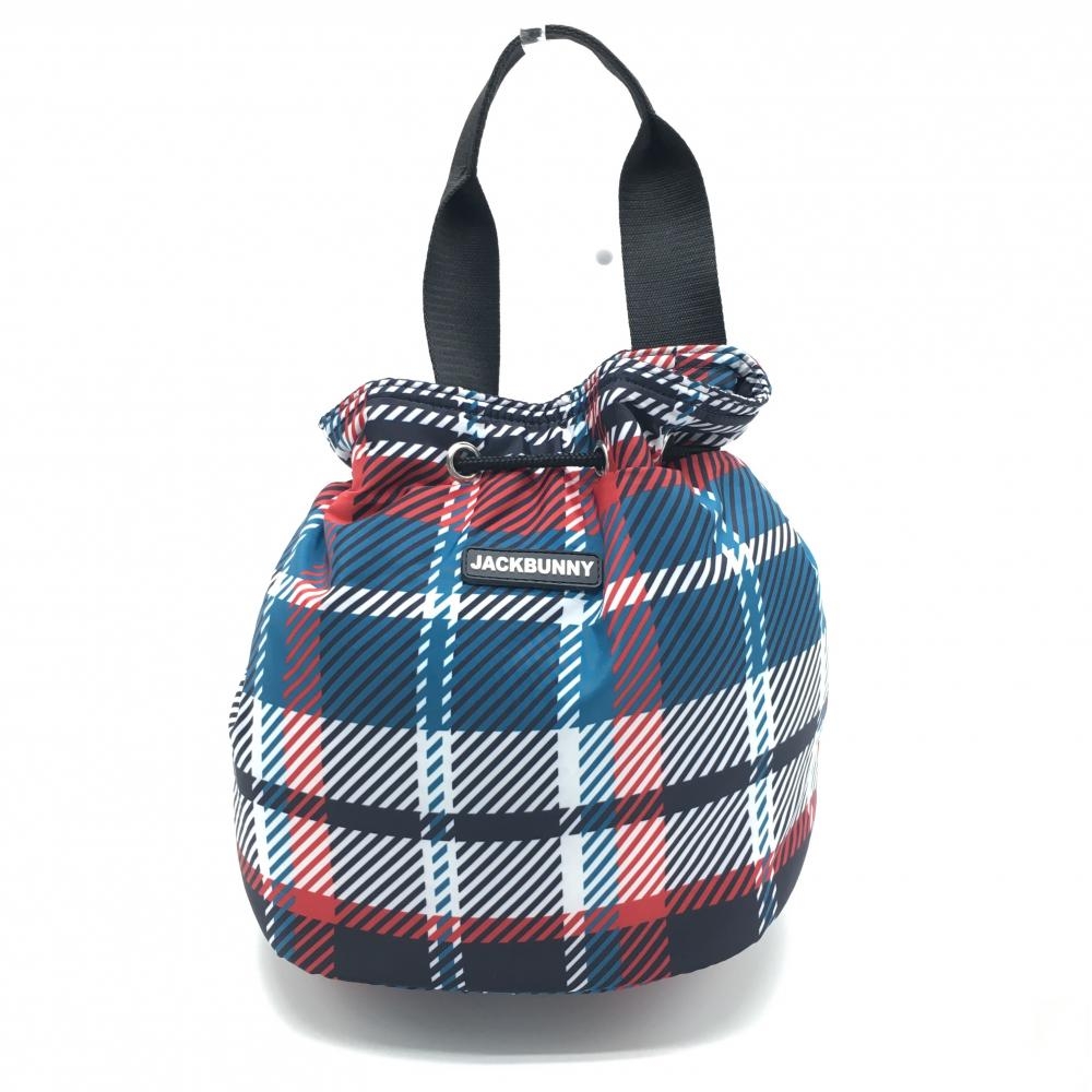 【超美品】ジャックバニー カートバッグ 黒×ブルー×レッド チェック 　 ゴルフ Jack Bunny