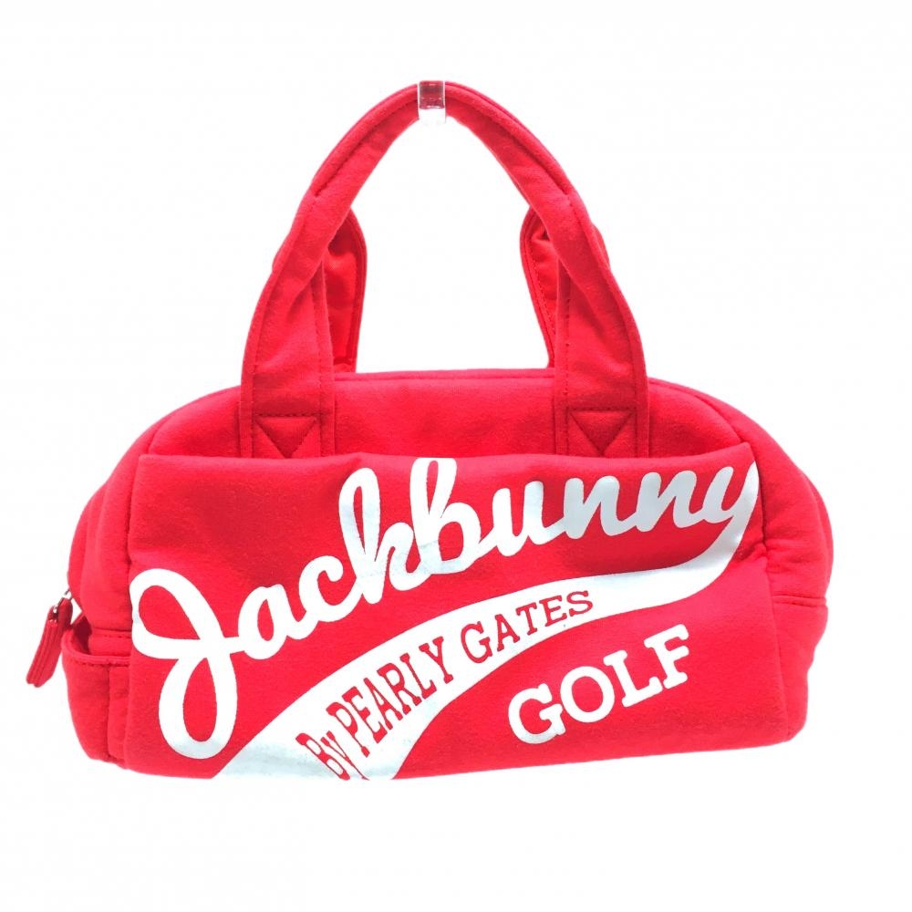 ジャックバニー カートバッグ レッド×白 ロゴプリント 内外ポケット  ゴルフ Jack Bunny