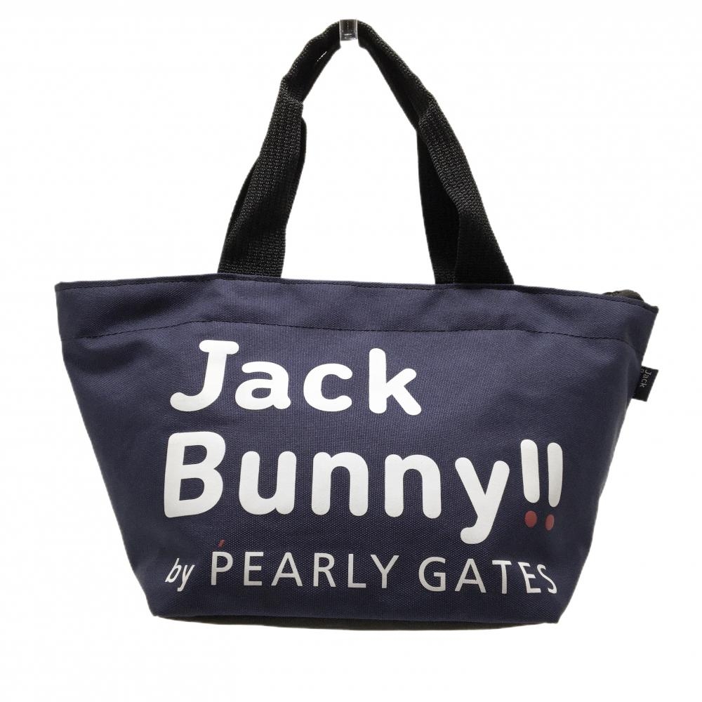 ジャックバニー カートバッグ ネイビー×白 ビッグロゴ 内ポケット付 ゴルフ Jack Bunny