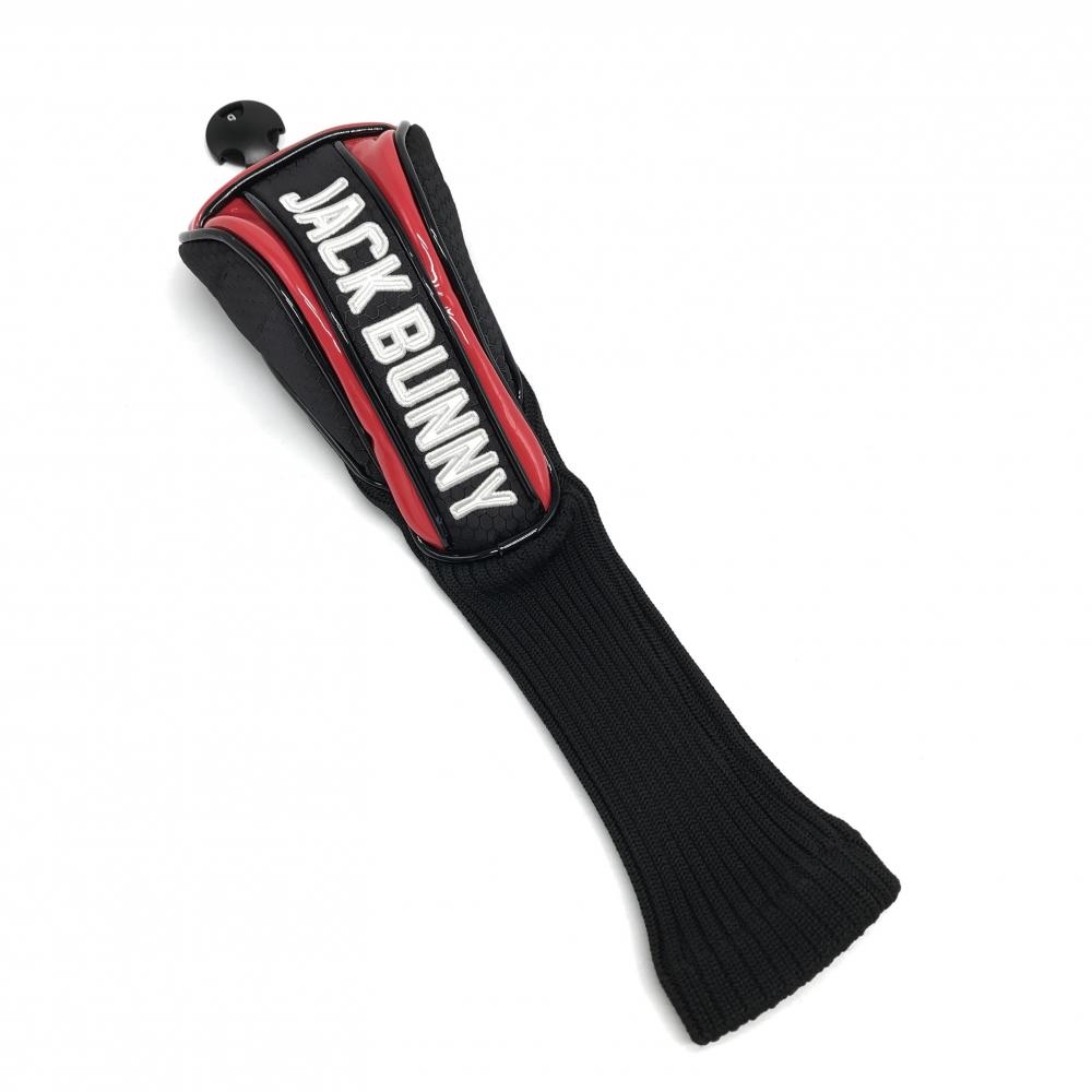 【美品】ジャックバニー ヘッドカバー(FW) レッド×黒 ロゴ刺しゅう フェアウェイウッド用ゴルフ Jack Bunny