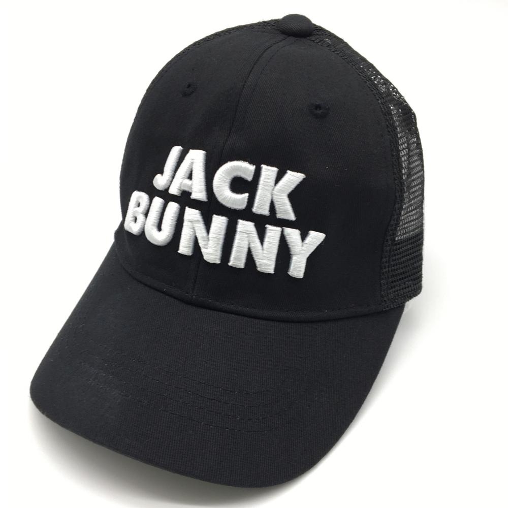 Jack Bunny ジャックバニー メッシュキャップ 黒×白 立体ロゴ刺しゅう FR ゴルフウェア