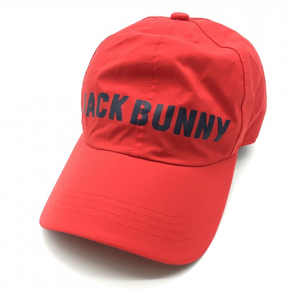 【超美品】ジャックバニー キャップ レッド×ネイビー ロゴプリント FR ゴルフウェア Jack Bunny